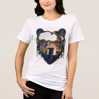 T-Shirt Dames Tri-blend Vogel hartvorm print