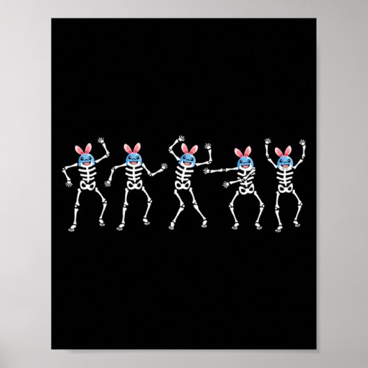 T-shirt Dansende Skeletten Dans Challenge Dolfijn Poster (Voorkant)