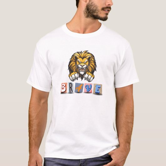 T-Shirt dappere leeuw print (Voorkant)