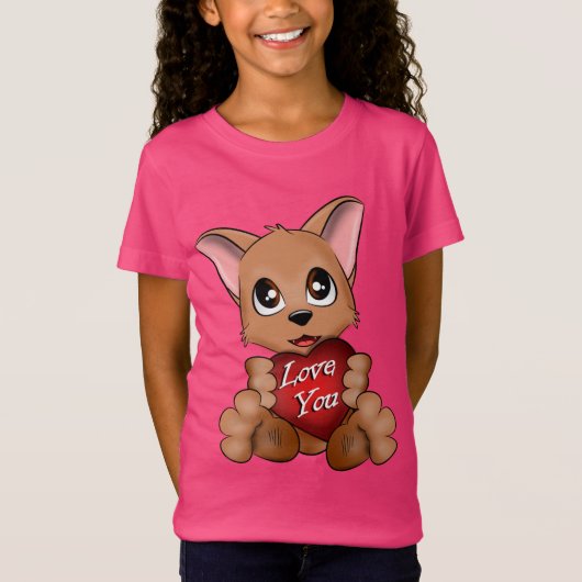 T-Shirt De puppy houdt van je (Voorkant)