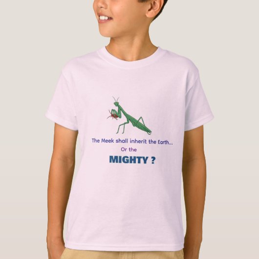 T-Shirt - De Zachtmoedigen of de Machtigen? (Voorkant)