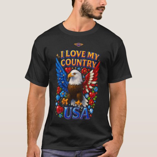 T-Shirt Design: I Love My Country - USA (Voorkant)
