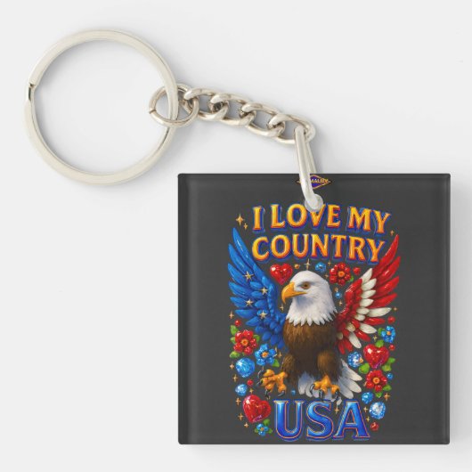 T-Shirt Design: I Love My Country - USA Sleutelhanger (voorkant)