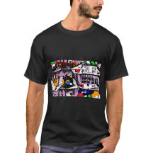 T-shirt design met cartoon afbeeldingen