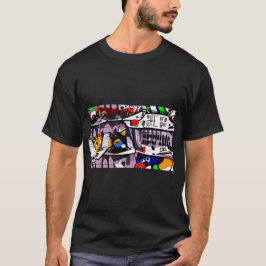 T-shirt design met cartoon afbeeldingen