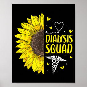T-Shirt Dialyse Team Sunflower Nefrologie Verpleeg Poster