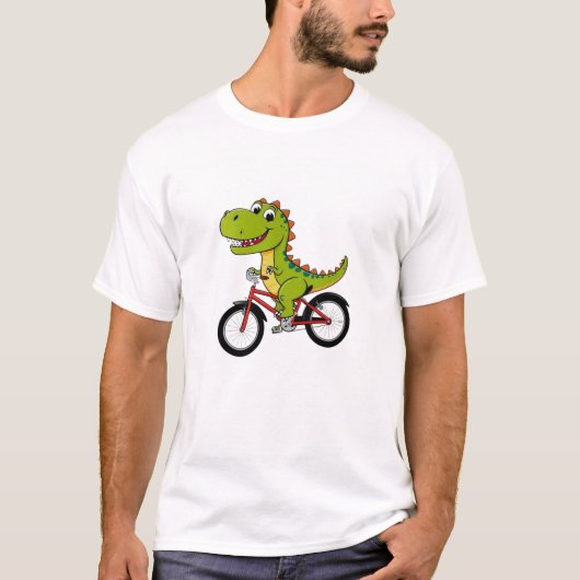 T-shirt dinosaurus ride bike (Voorkant)