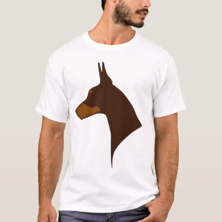 T-Shirt - Dobermanhoofd gekropen in rood en in roe