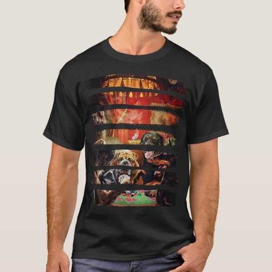 T-Shirt, Dog Gambling Scene, Spelpoker T-shirt (Voorkant)