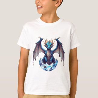 T-shirt draak jong dier komt uit kristalei