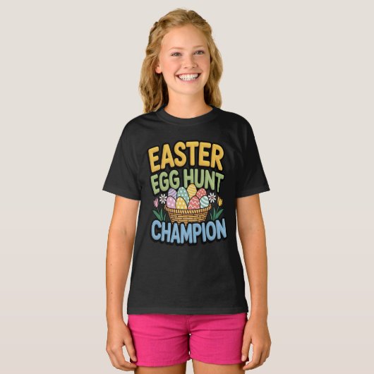 T-shirt 'Easter Egg Hunt Champion' (Voorkant volledig)
