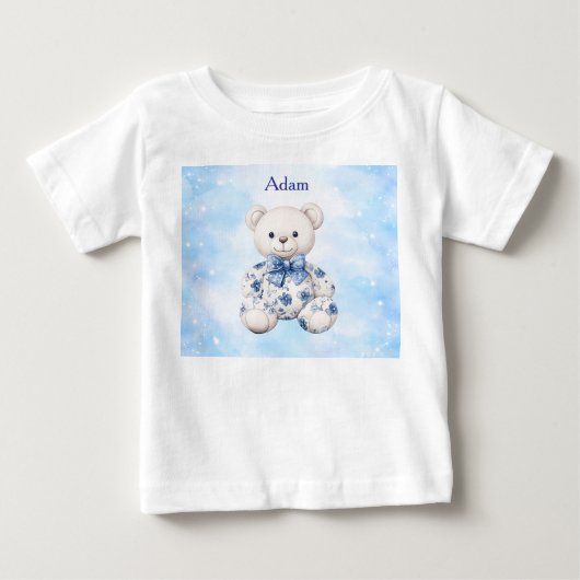 T-Shirt-Editable Blue Chinoserie  Baby Shower  (Voorkant)
