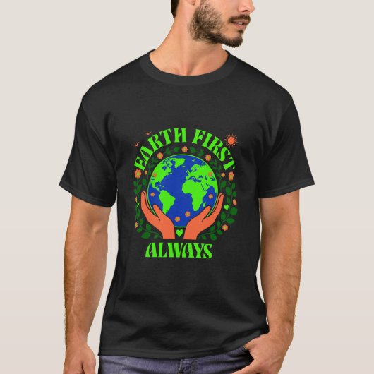 T-shirt 'Eerst de aarde, altijd aardse dag' (Voorkant)