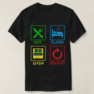 T-shirt 'Eet Slaap Dash Herhaal Gamer', Leven van
