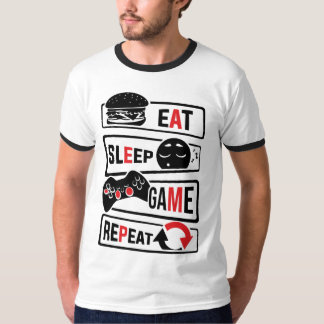 T-shirt 'Eet Slaap Game Herhaal | Grappige Gamer C