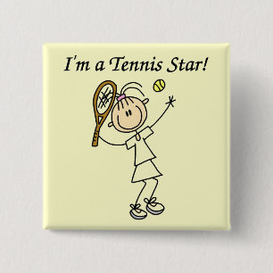 T-shirt en cadeaus voor tennissterren meisjes vierkante button 5,1 cm