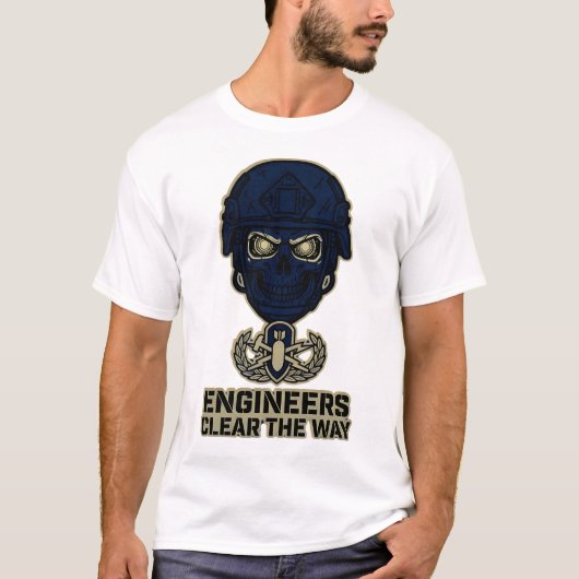 T-shirt 'Engineers Clear The Way Skull Helmet Tee' (Voorkant)