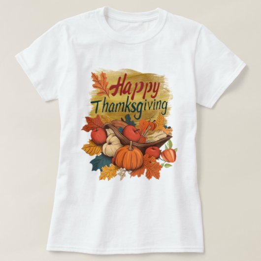 T-shirt fijne Thanksgiving gouden  (Design voorkant)