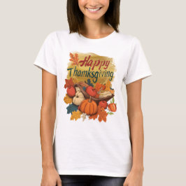 T-shirt fijne Thanksgiving gouden 