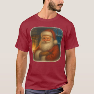 T-shirt Fireside Kerstman (Knikkende Portret)