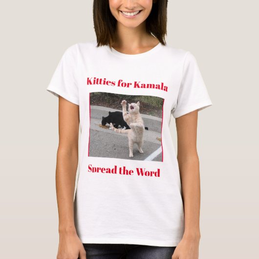 T-shirt:, foto: Katten voor Kamala T-shirt (Voorkant)
