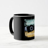 T-shirt fotograaf - camera met retro mok (Voorkant links)