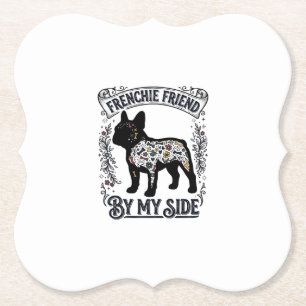 T-shirt Franse Bulldog Vintage Bloem Dog Lover Art Kartonnen Onderzetters