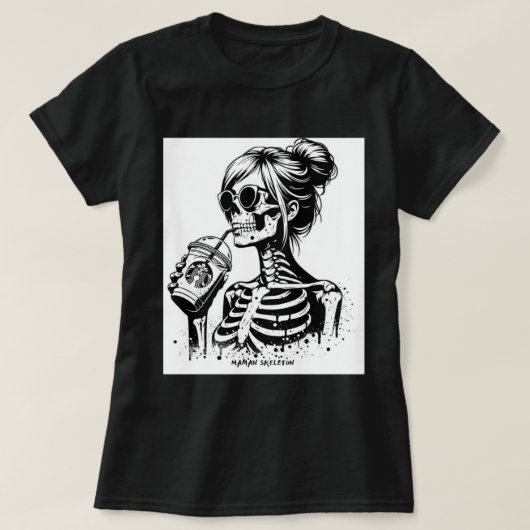 T-SHIRT FUNNY MAMAN SKELET (Design voorkant)