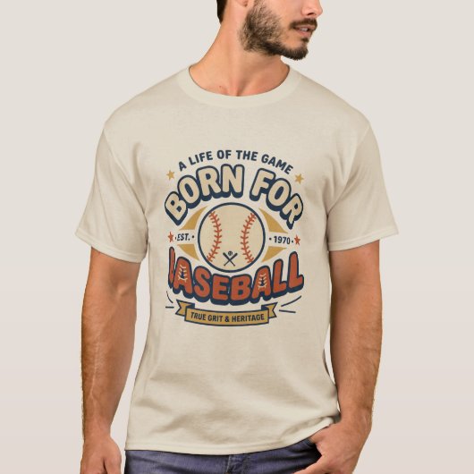 T-shirt 'Geboren voor honkbal' (Voorkant)