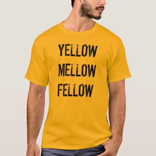 T-shirt "Geel Mellow Fellow" (Voorkant)