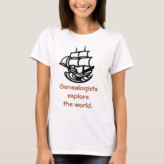 T-shirt - Genealogisten verkennen de wereld (Voorkant)