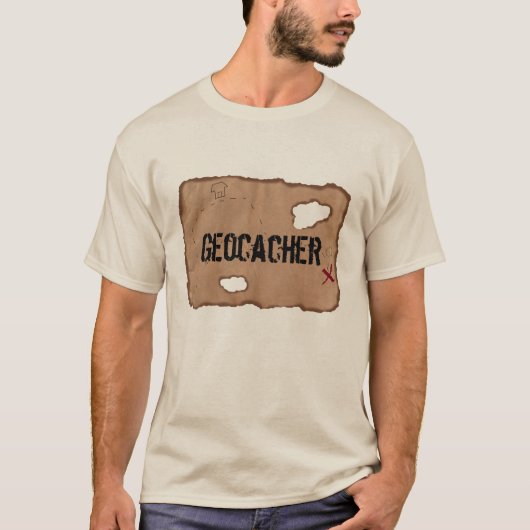 T-Shirt: Geocacher (Treasure Map). Zand T-shirt (Voorkant)