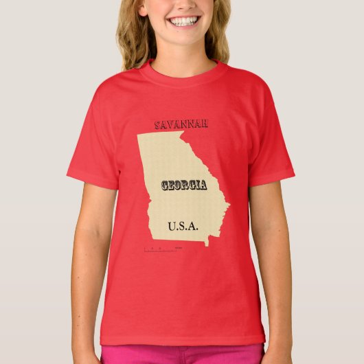 T-shirt - Georgia Map met City (Voorkant)