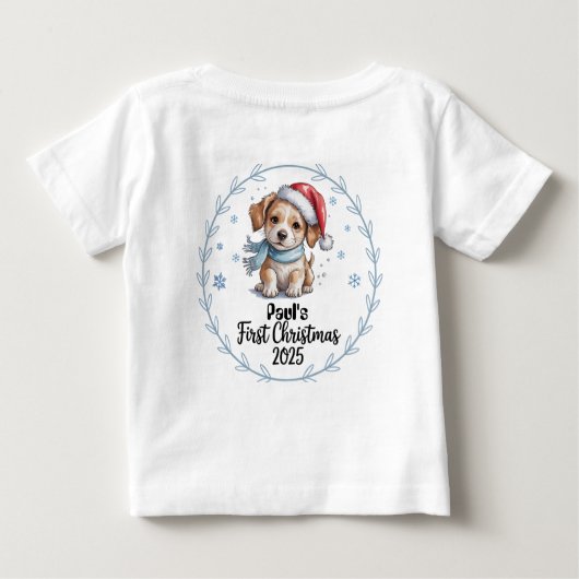 T-shirt gepersonaliseerde baby's eerste kerstman 2 (Achterkant)
