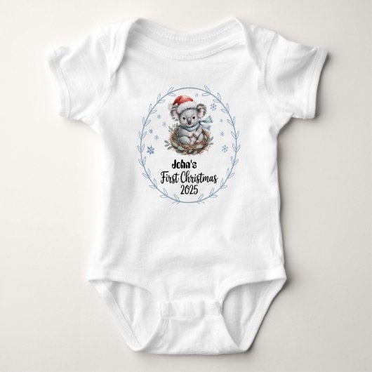 T-shirt gepersonaliseerde baby's eerste kerstman 2 (Voorkant)