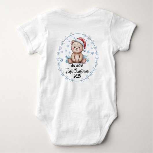 T-shirt gepersonaliseerde baby's eerste kerstman 2 (Achterkant)