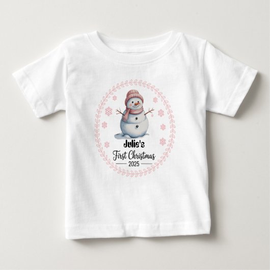T-shirt-gepersonaliseerde baby's eerste Xmas 2025- (Voorkant)