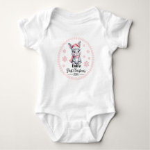 T-shirt-gepersonaliseerde baby's eerste Xmas 2025-