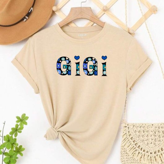 T-shirt gigi for grandma with hearts and flowers