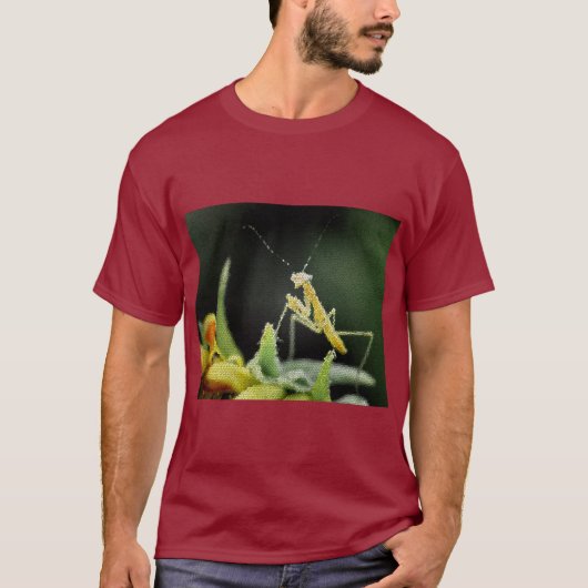 T-shirt - Glas-in-lood bidsprinkhaan (Voorkant)