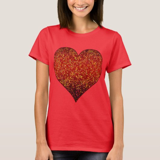 T-Shirt Glitter Graphic Heart Red (Voorkant)