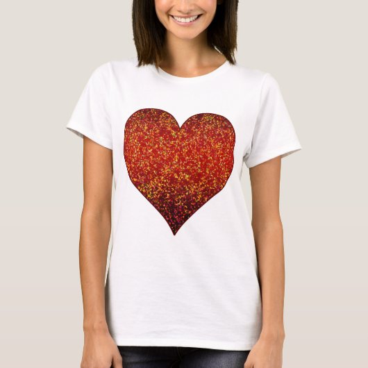 T-Shirt Glitter Graphic Heart Red (Voorkant)