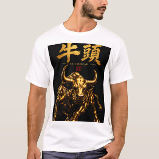T-shirt Gouden Stier Japans – Kanji "牛頭" Design