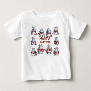 T-SHIRT GRAPPIGE HIPPO IK WIL EEN CADEAU VOOR KIND