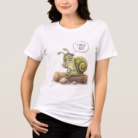 T-shirt Grappige Moe Snail "Ik Heb Rust Nodig" Sch (Voorkant)