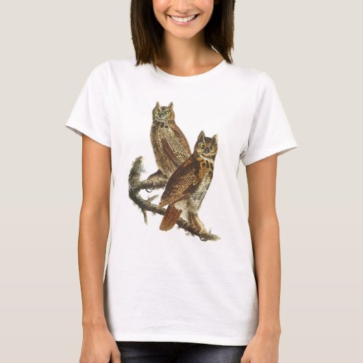 T-shirt: Great Horned Owl van John Audubon T-shirt (Voorkant)