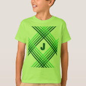 T-shirt - Groene strepen gekruist met Initiaal (Voorkant)