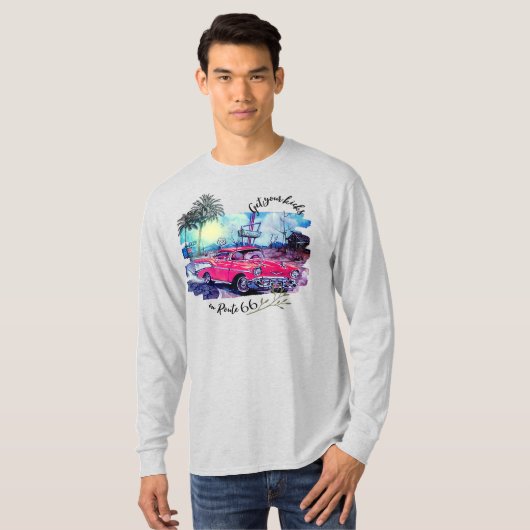 T-shirt ""haal uw pictogrammen op route 66" (Voorkant volledig)