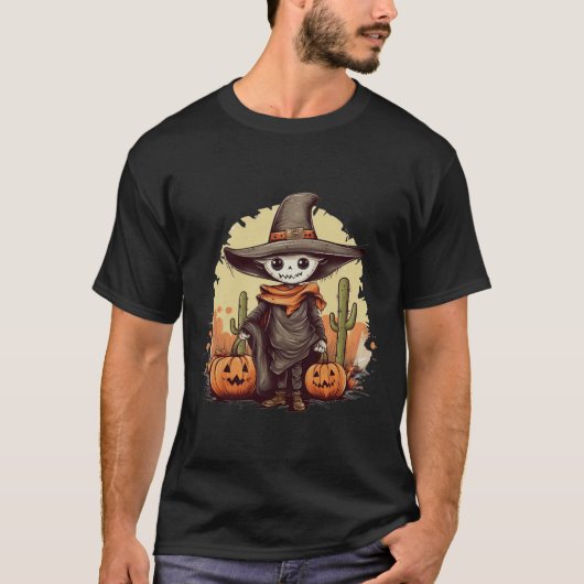 T-shirt Halloween Skeleton Citrouille (Voorkant)