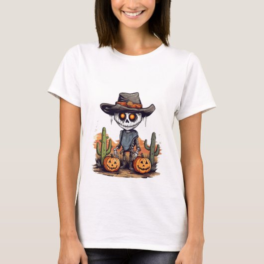 T-shirt Halloween Skeleton Citrouille (Voorkant)